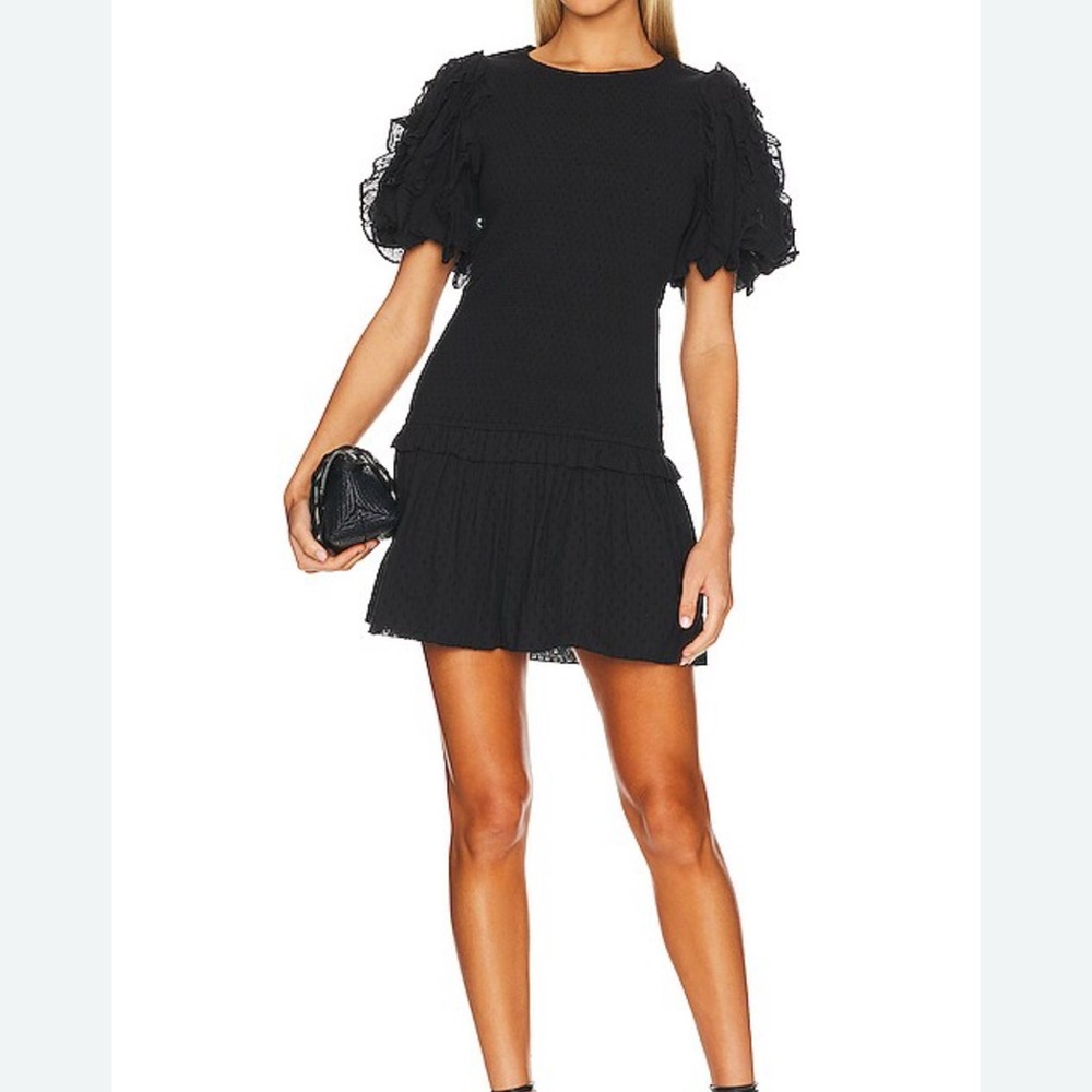 Cleobella Black Puff Sleeve Mini Dress